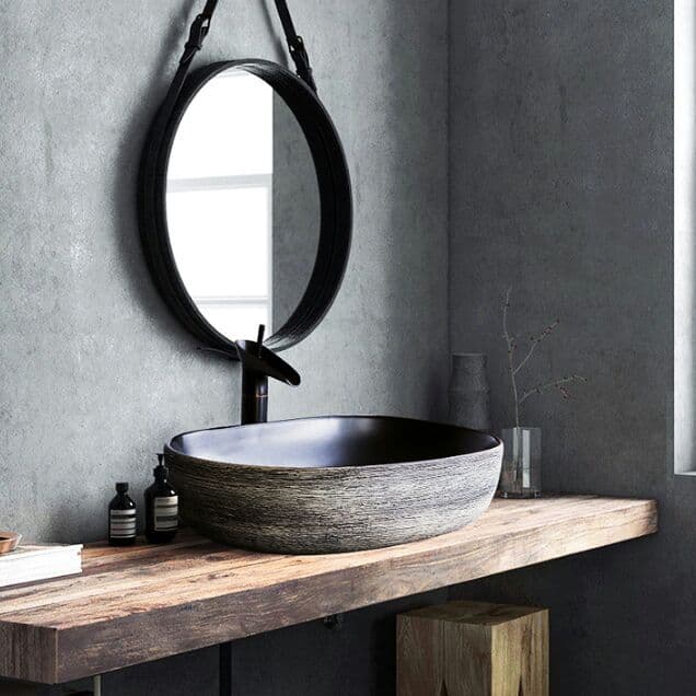 陶器 手洗い 台上盆 楕円形 復古式 洗面器