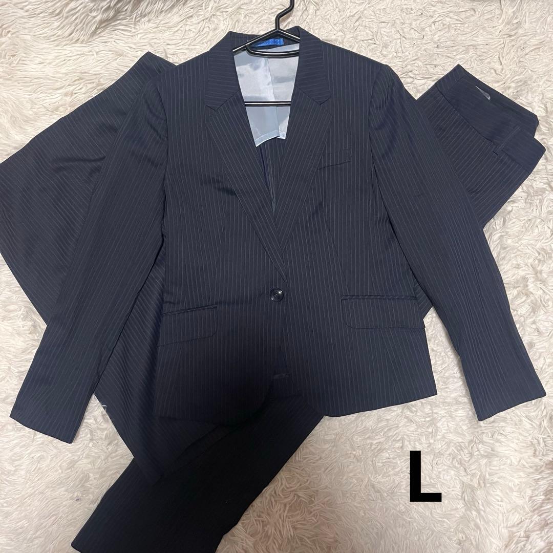 【美品】LES MUES ビジネススーツ　L シルク混　ストレッチ　アオキ