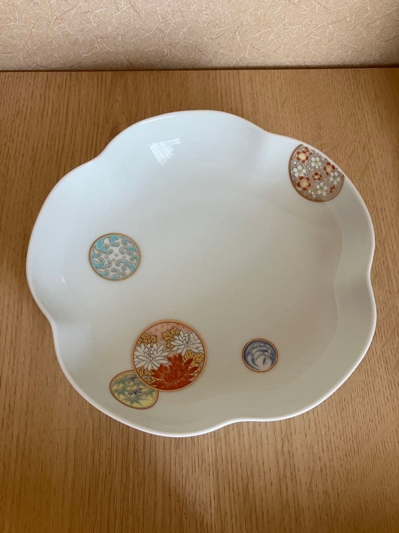 宮内庁御用達 深川製磁 寿赤絵 梅型 6号鉢 昭和レトロ アンティーク