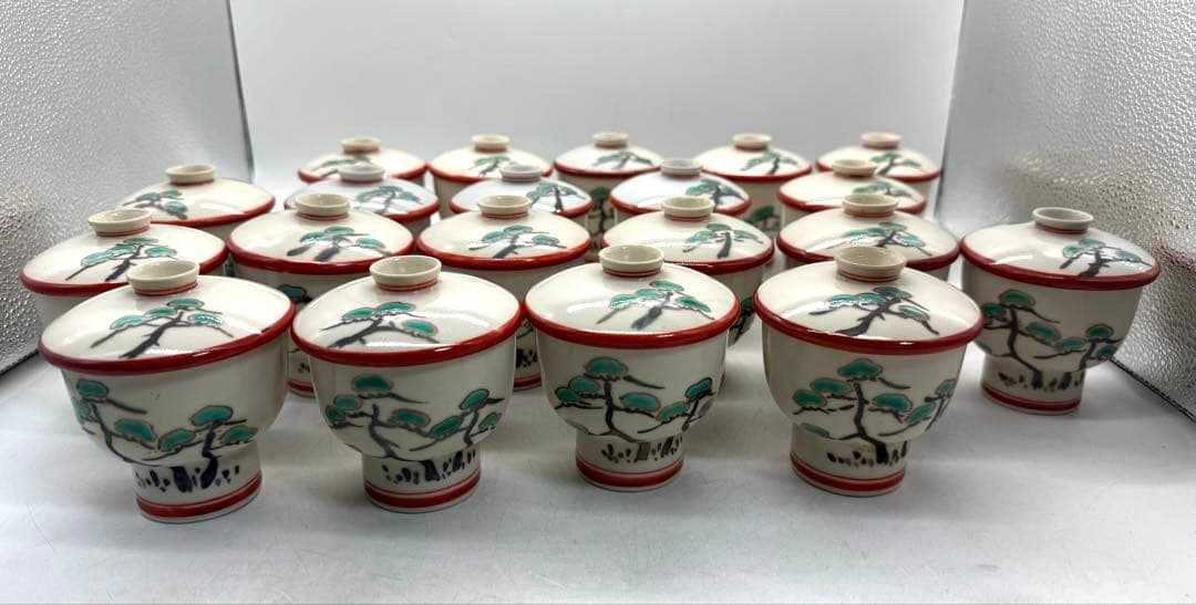 眞葛　腰高茶碗蒸しお碗20個　木箱付　懐石料理　送料込み260205