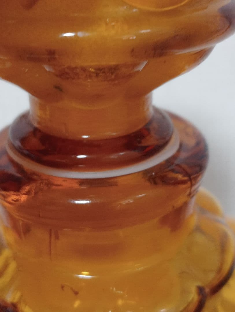 イタリア製アンティーク カラフェ 瓶 装飾的なアンバーガラスボトル 1960年代