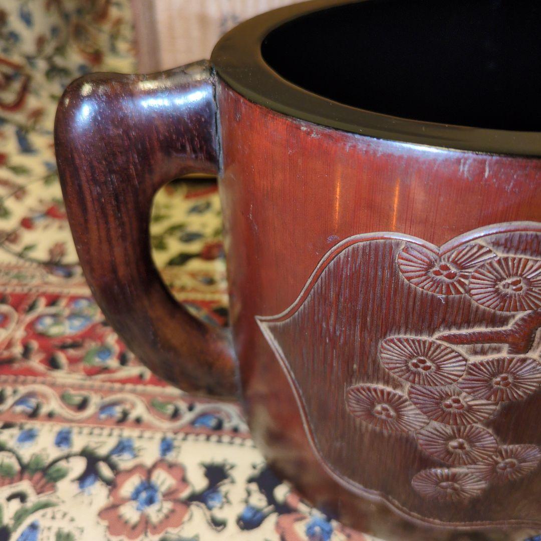 竹製彫刻入　水注