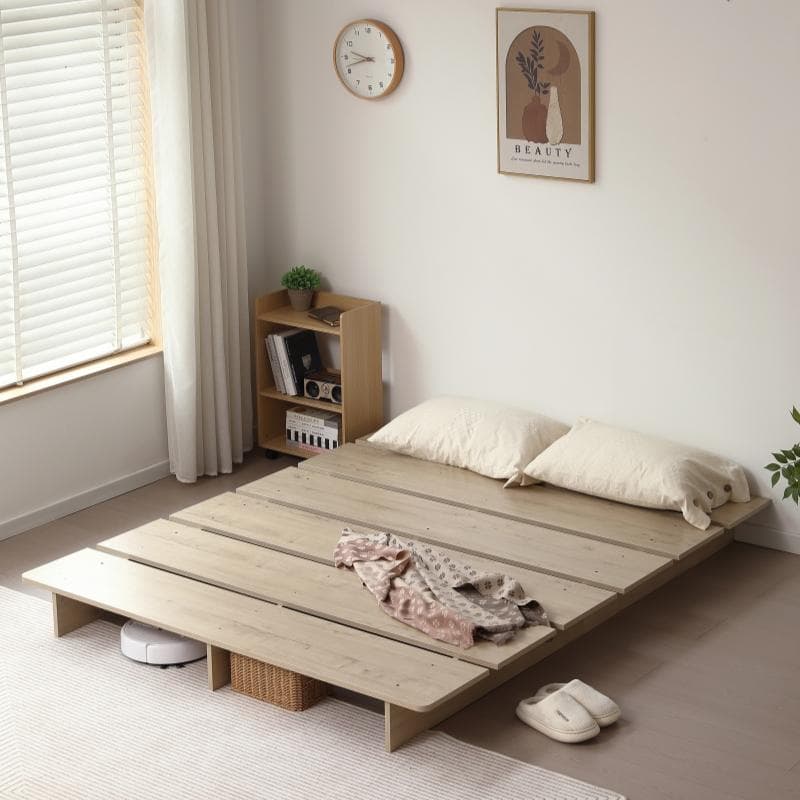 超人気！【幅160cm】木目調 D ベッド ステージベッド 脚付きNatural