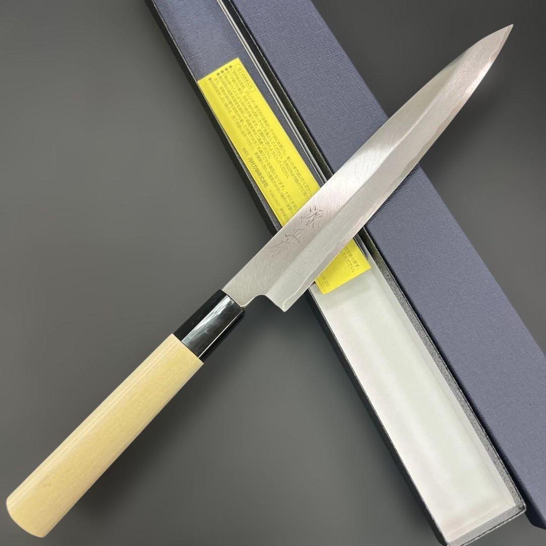 ★新品送料込★源正房はがね鍛造刺身包丁210mm右片刃裏押し化粧箱入り