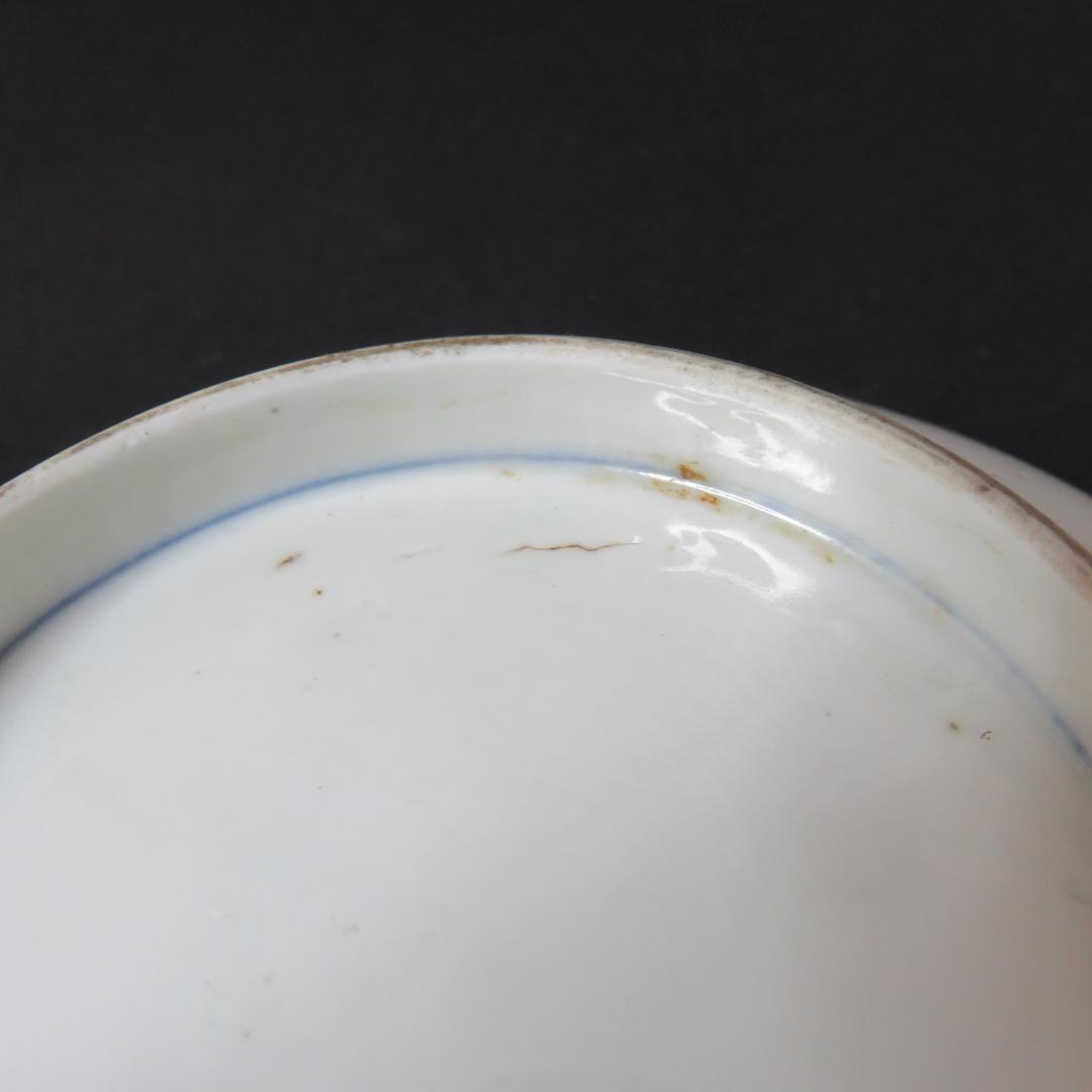 鹿絵皿 2枚 染付 色絵付 高台皿 紅葉 歪み 江戸 古伊万里 時代物 A