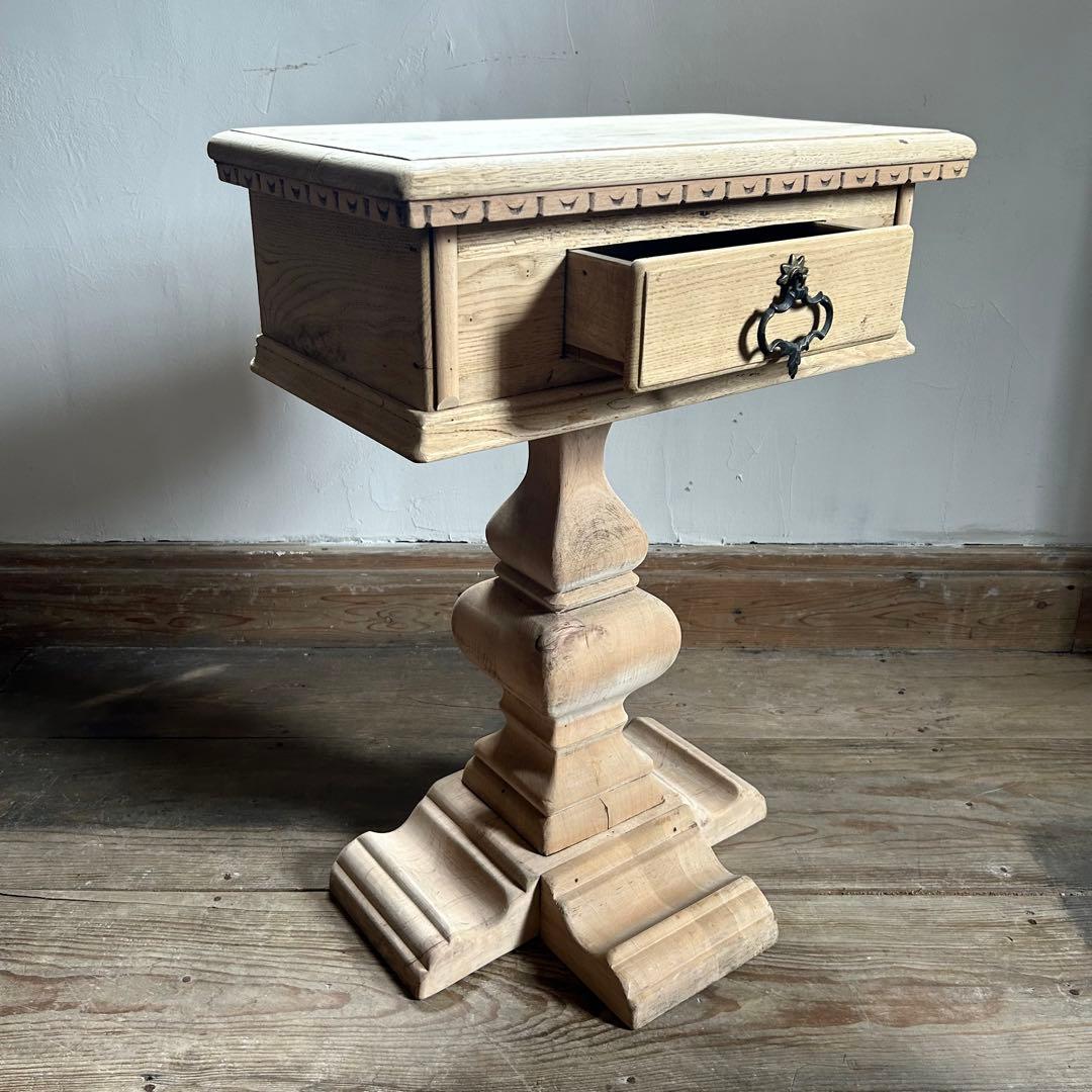 フランスアンティーク サイドテーブル コンソールテーブル 引出し付き 無垢