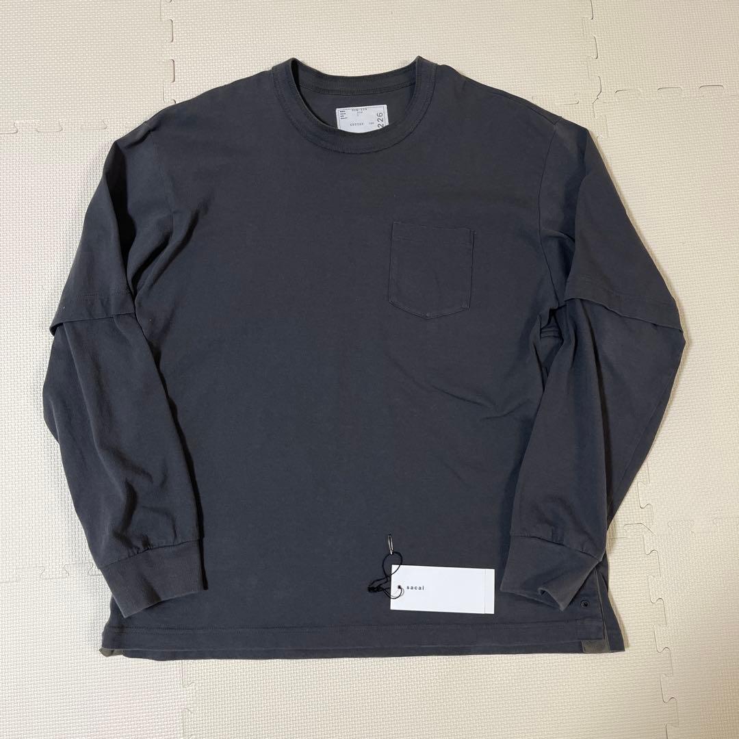 sacai L/S T-Shirt ロンT チャコールグレー サイズ2