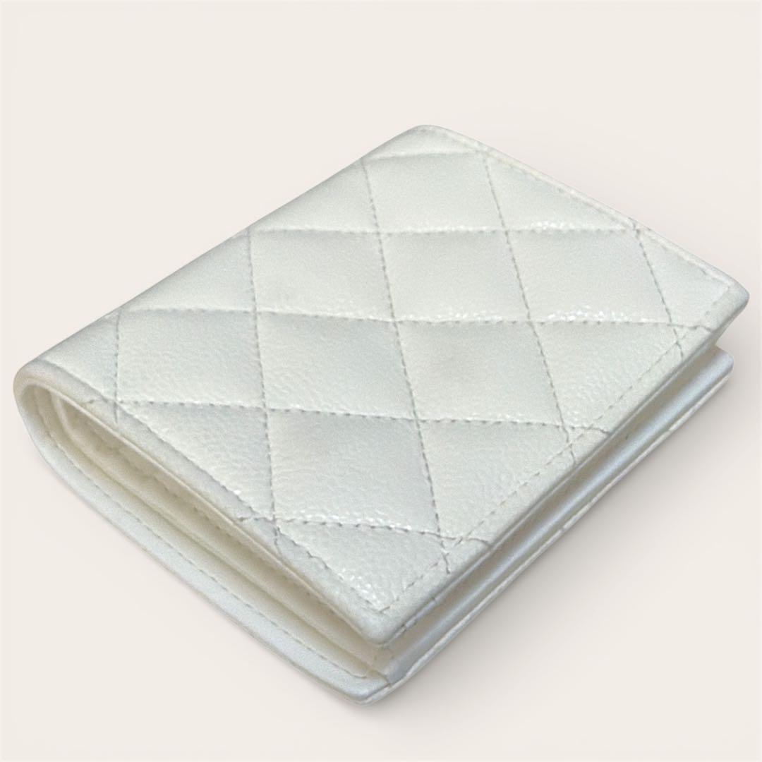 【CHANEL】シャネル財布☆コンパクトウォレット☆キャビアスキン☆美品☆付属品