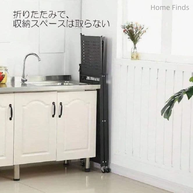幅 70ステンレス製メタルラック キャスター付き 折りたたみ式 キッチン用2 点