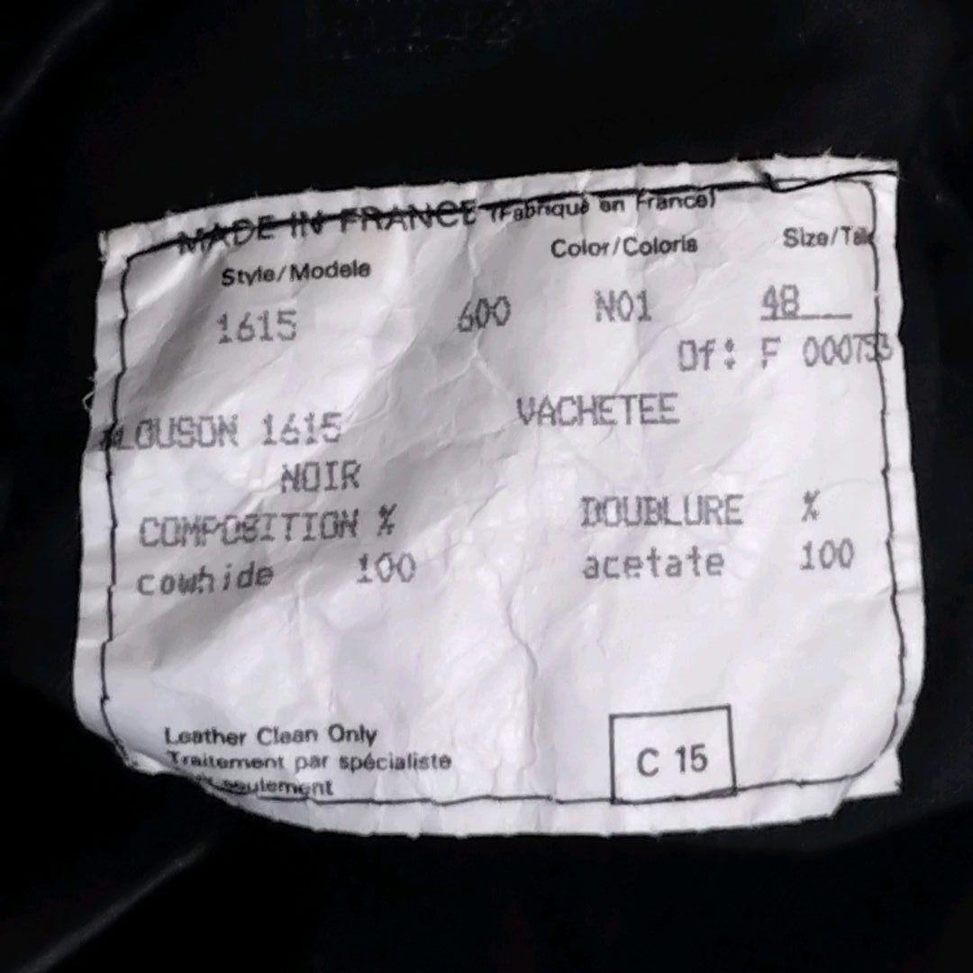 ヴィンテージ★総ステッチ リアルレザー 牛革 レザージャケット ネイビー M相当