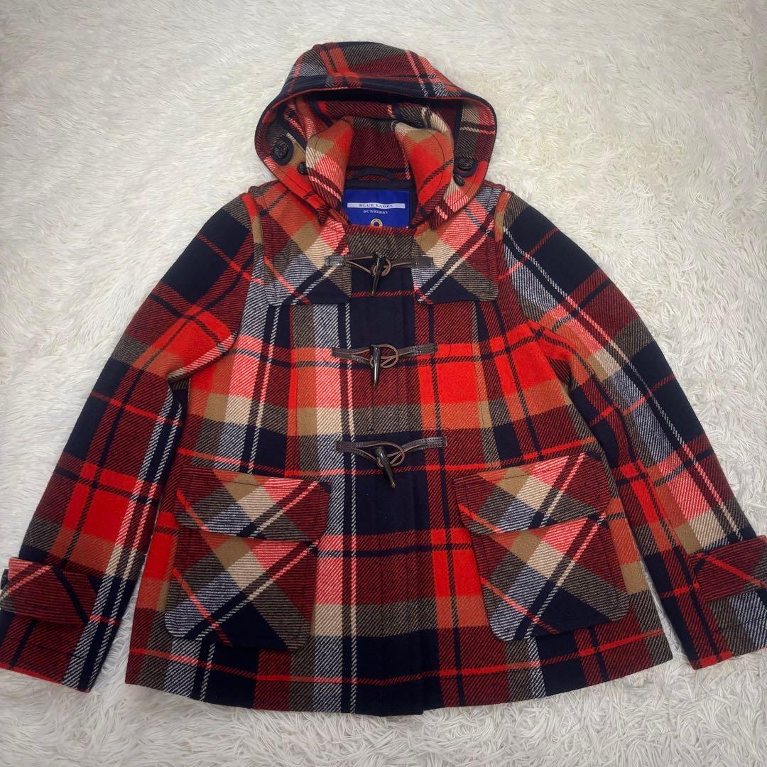 Burberry Blue Labelダッフルコート　オレンジ系チェック　38