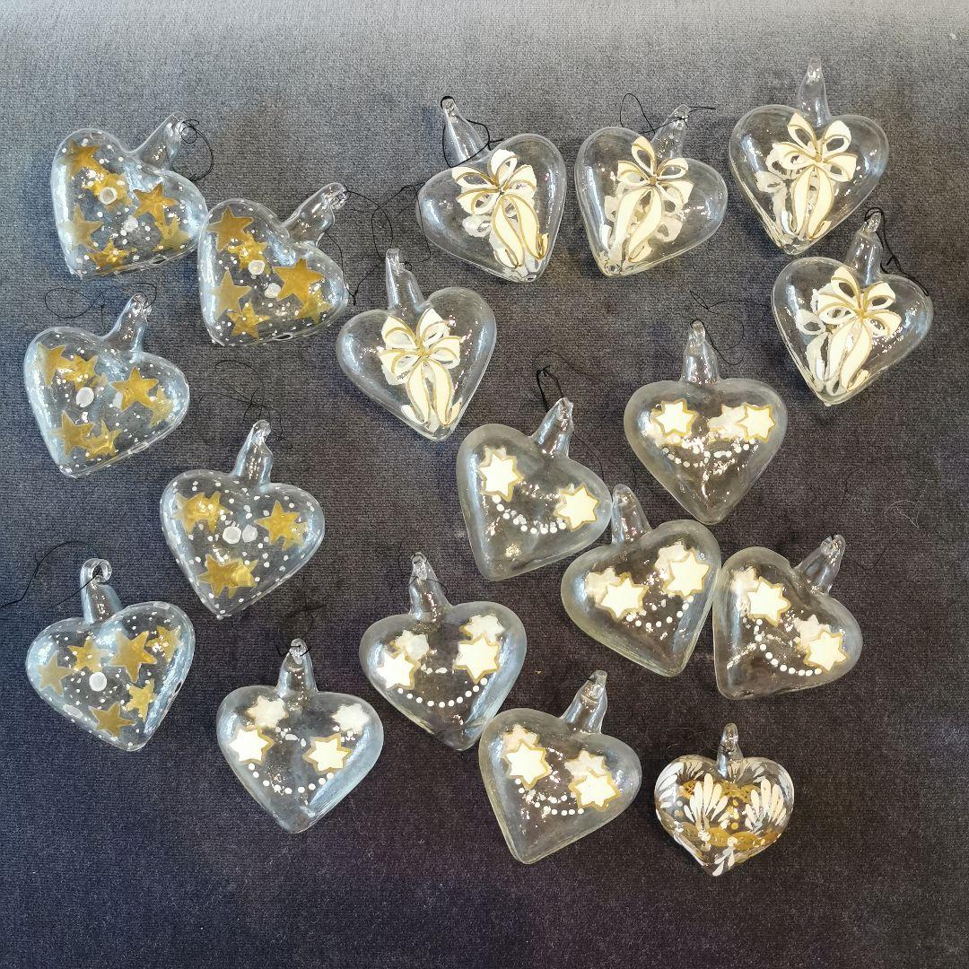クリスマス　ガラスオーナメント　ハート　　オーナメントボール