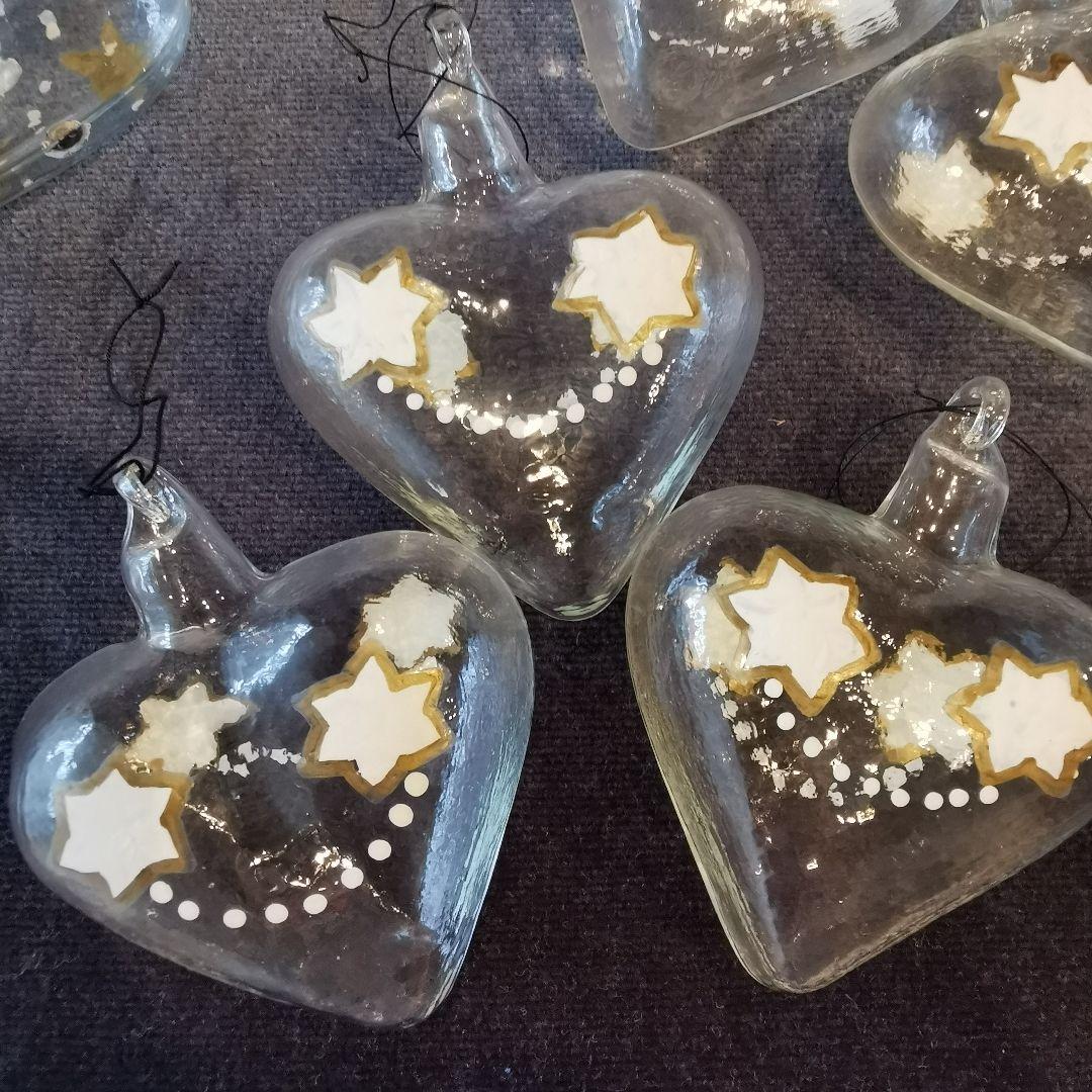 クリスマス　ガラスオーナメント　ハート　　オーナメントボール