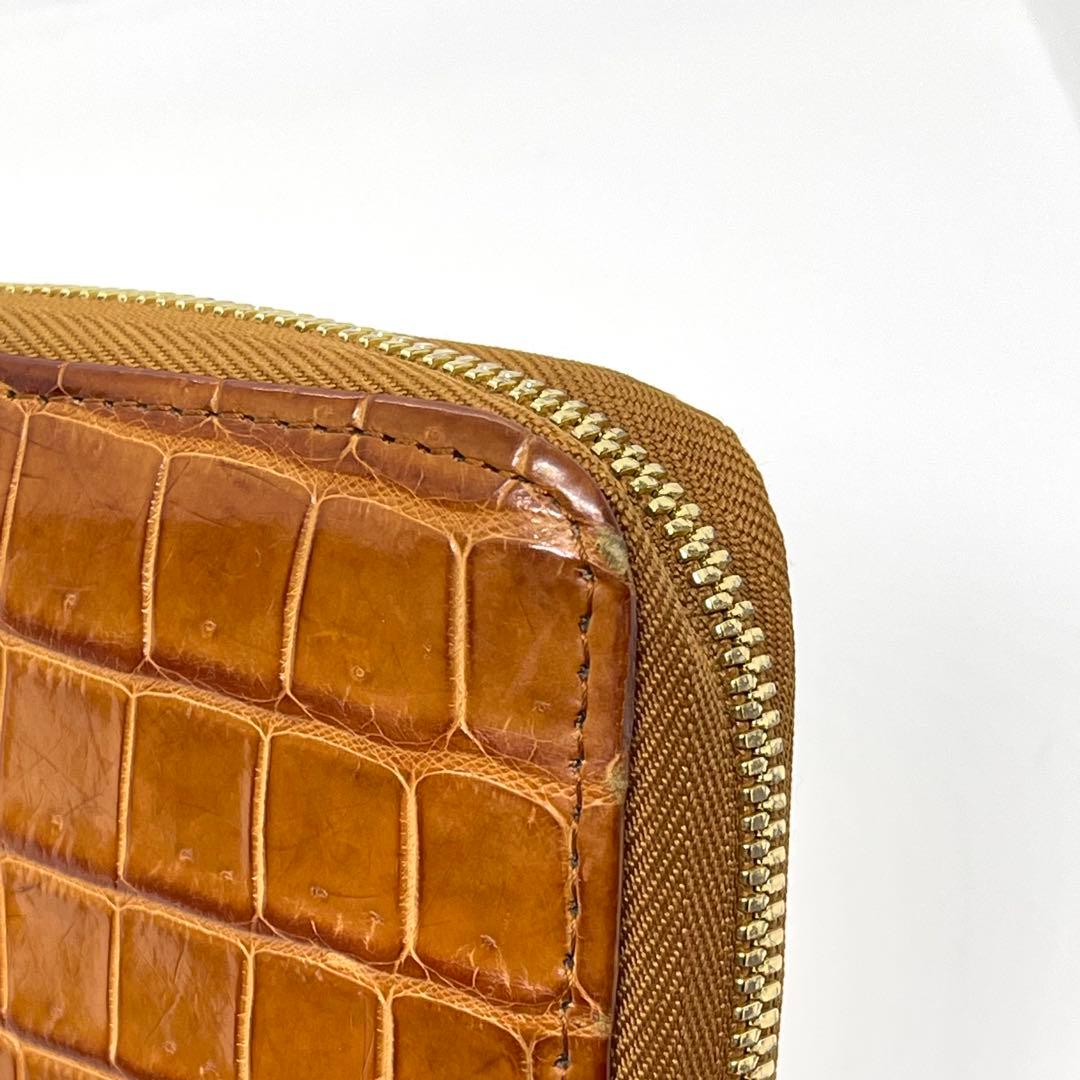 ●GAUDIE・ガウディ●長財布ラウンドジップ・ファスナー●クロコダイル●茶色