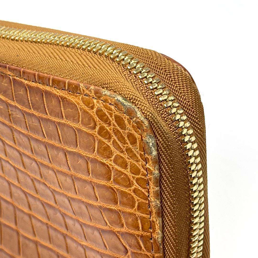 ●GAUDIE・ガウディ●長財布ラウンドジップ・ファスナー●クロコダイル●茶色