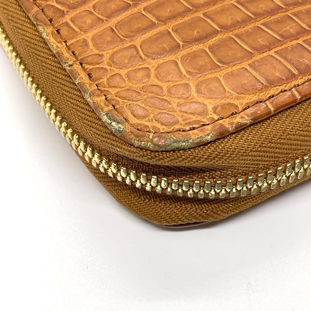 ●GAUDIE・ガウディ●長財布ラウンドジップ・ファスナー●クロコダイル●茶色