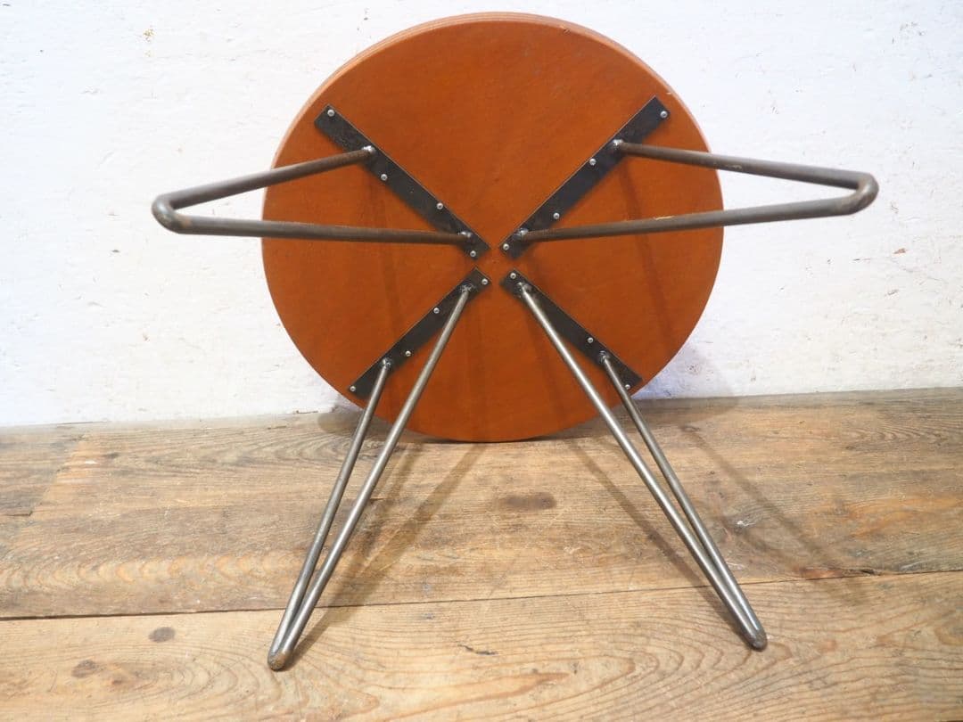 1212 古い鉄脚コーヒーテーブル　陳列台　センター　カフェ　レトロ　ビンテージ