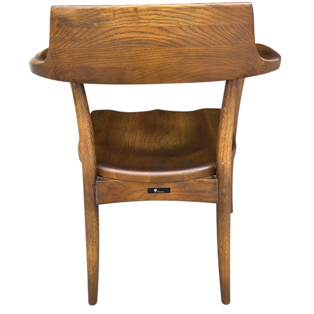 【希少】大塚家具 アームチェア ダイニングチェア 板座 ナラ材 ①