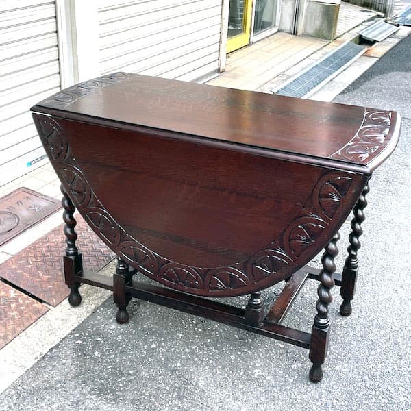 イギリスアンティーク　ゲートレッグバタフライテーブル　ツイストレッグ