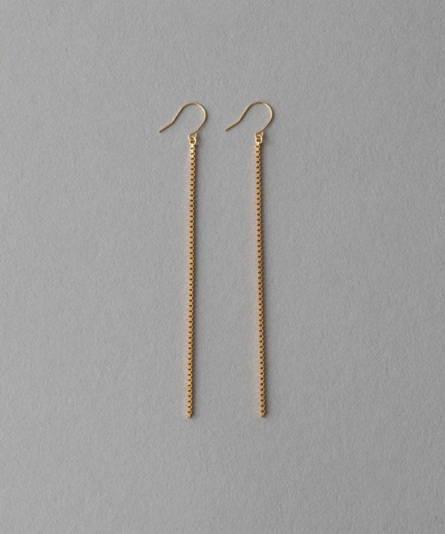 ete K18フック ベネチアンチェーン ロングピアス 約6cm YG 美品