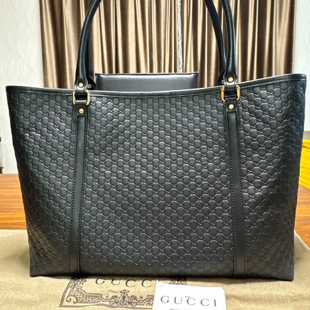 【新品】グッチ トートバッグ マイクロGG レザー 黒