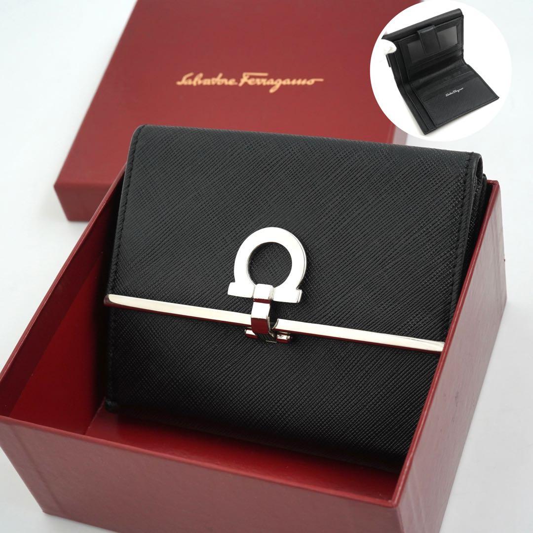 ✨プレゼント梱包✨　Ferragamo ミニ財布　ガンチーニクロジャー　黒色