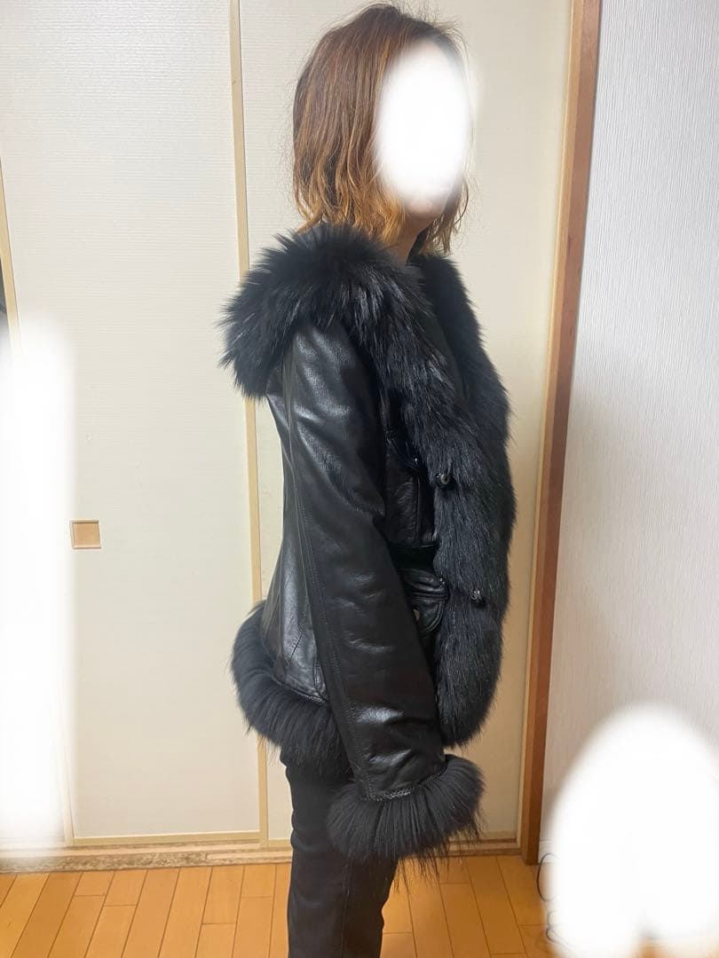 レザー ファー付き 羊皮 柔らか Sサイズ