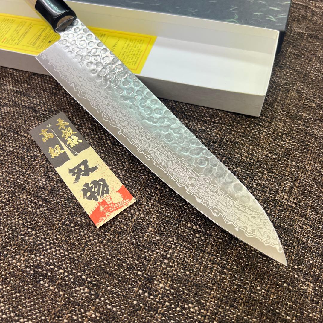 ★新品送料込★義弘鎚目ダマスカス和包丁和牛刀包丁240mm八寸八角柄両刃切味抜群