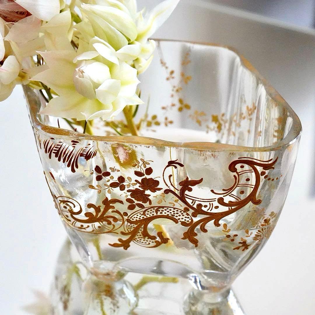 希少★金彩オールドバカラBACCARATルイ15様式★脚付花器ジャルディニエール