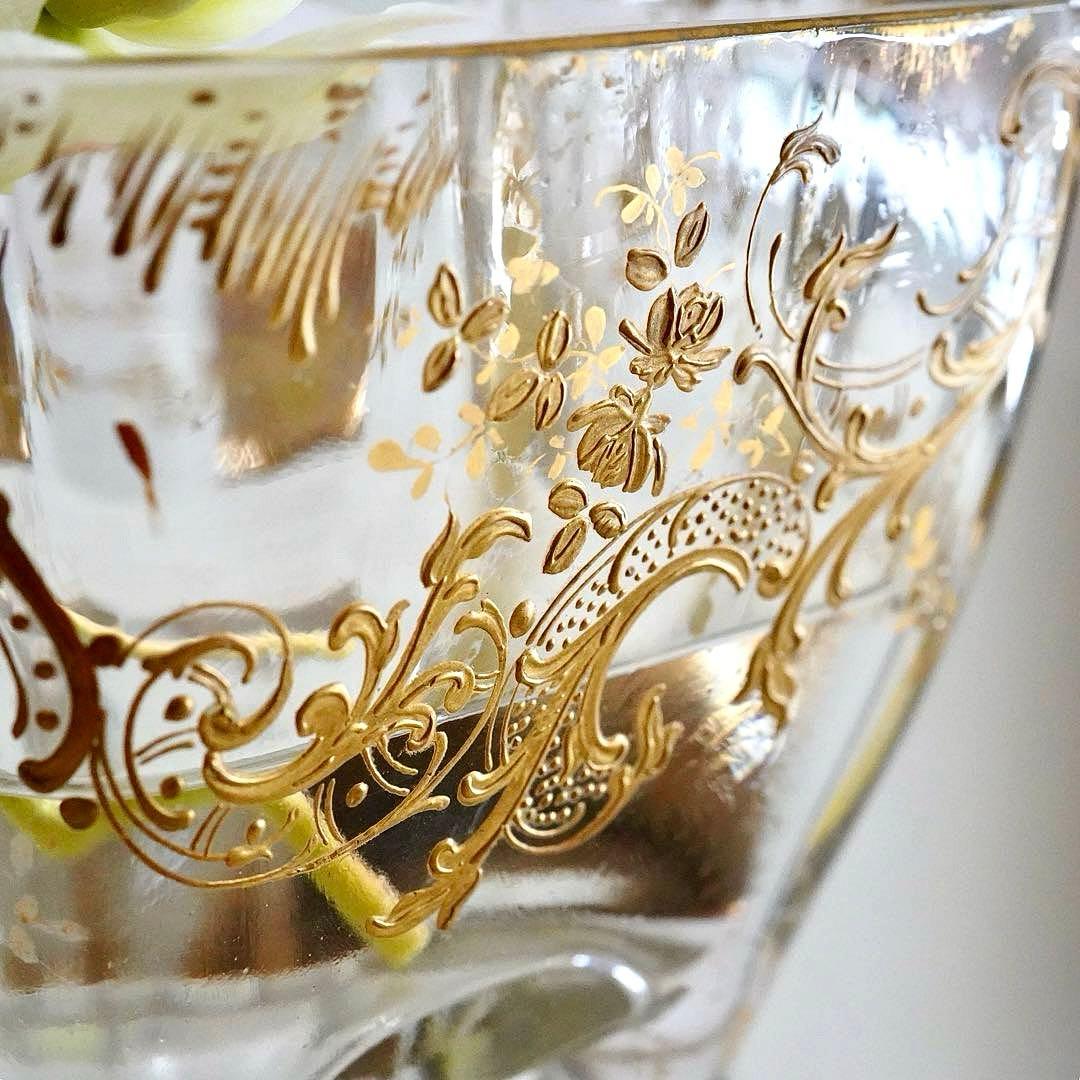 希少★金彩オールドバカラBACCARATルイ15様式★脚付花器ジャルディニエール