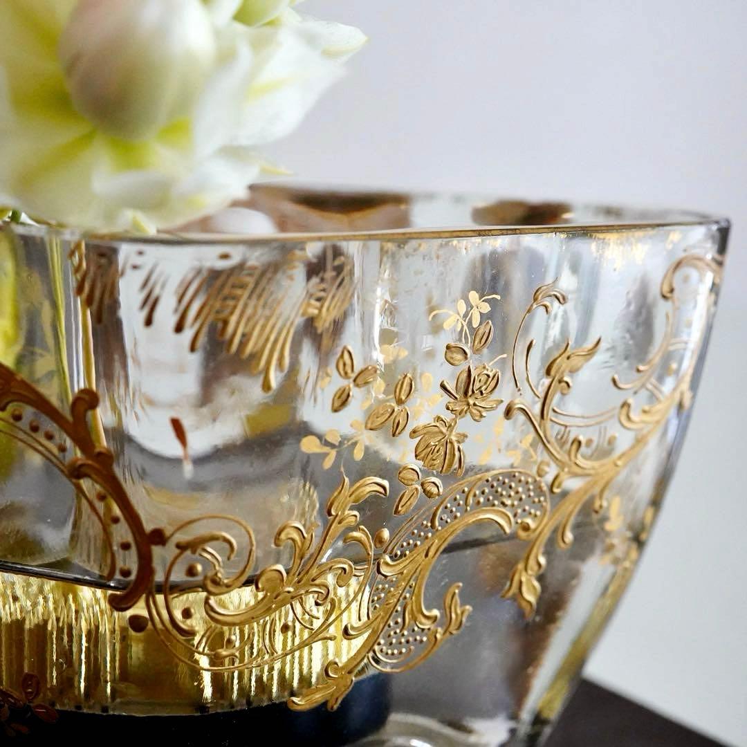 希少★金彩オールドバカラBACCARATルイ15様式★脚付花器ジャルディニエール