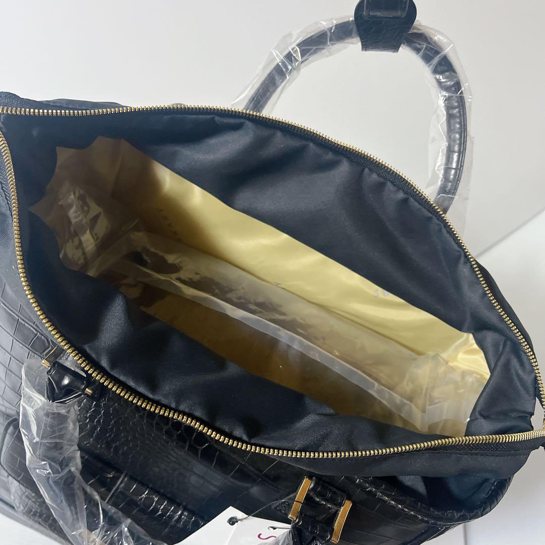 スワニー クロコ型押し キャリーバッグ トートバッグ キャリー 黒 旅行 高級