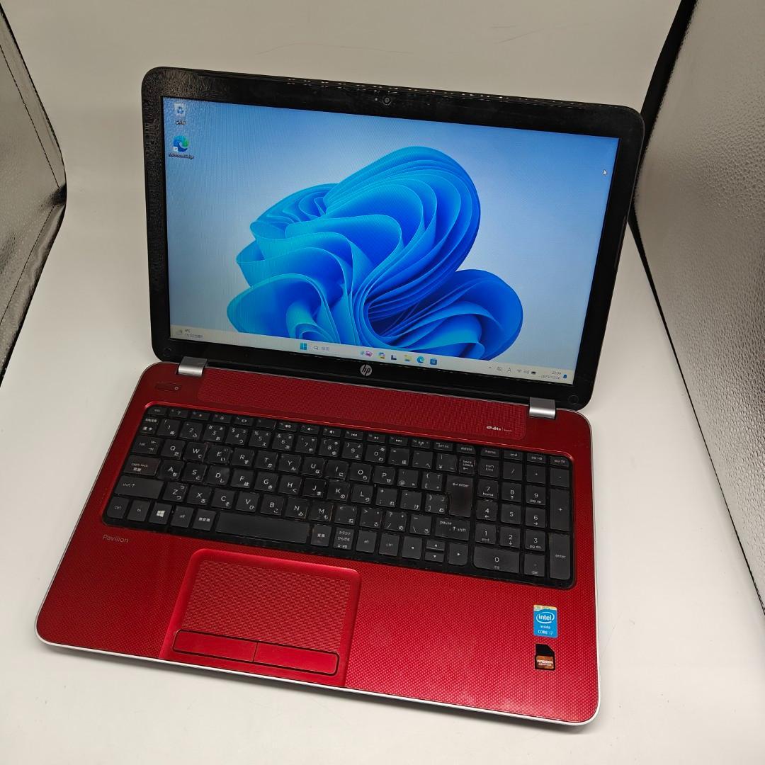 【HP】高速i7 SSD256GB 8GB グラボ搭載 レッド ノートPC