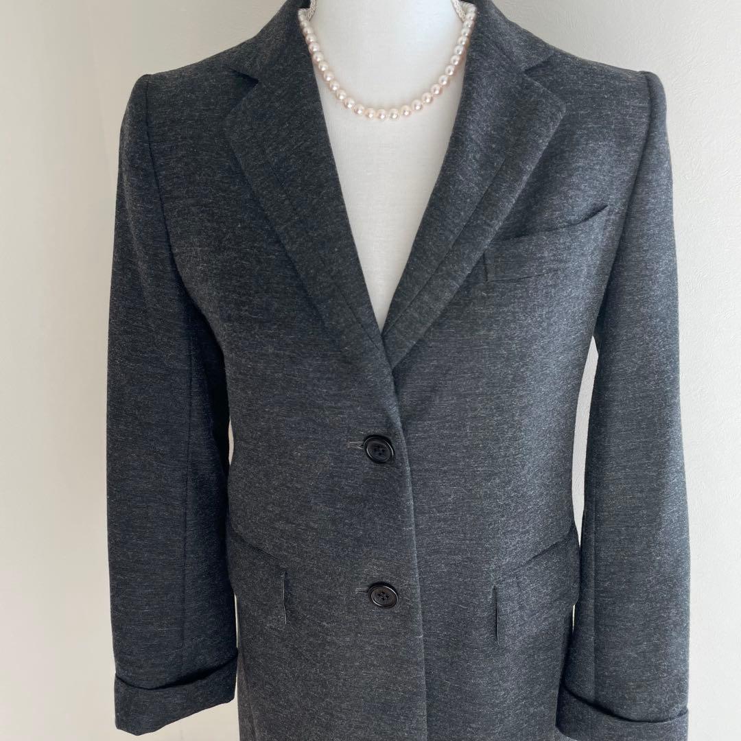 【未使用級】アクアスキュータム グレー チェスターコート ウール混合　S