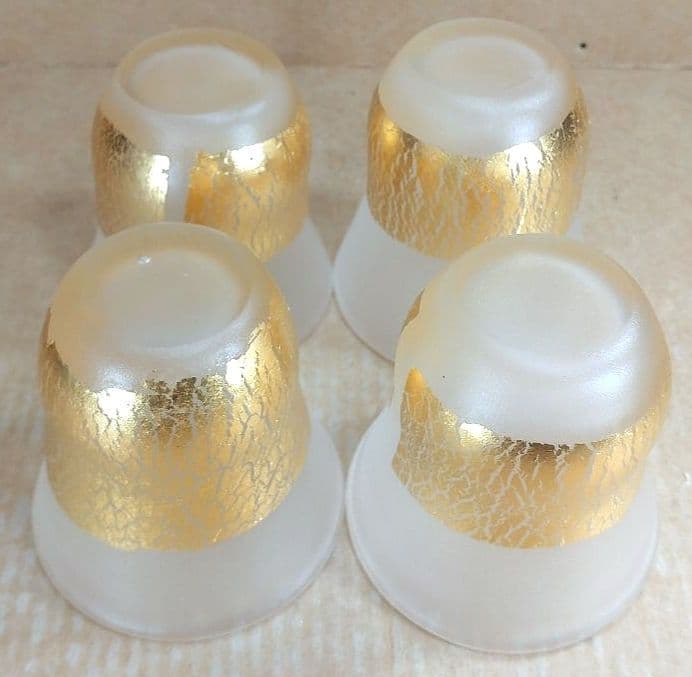 4点セット【本物保証】藤田喬平 手吹 金彩ぐい呑 共箱 文化勲章受章 ガラス工芸