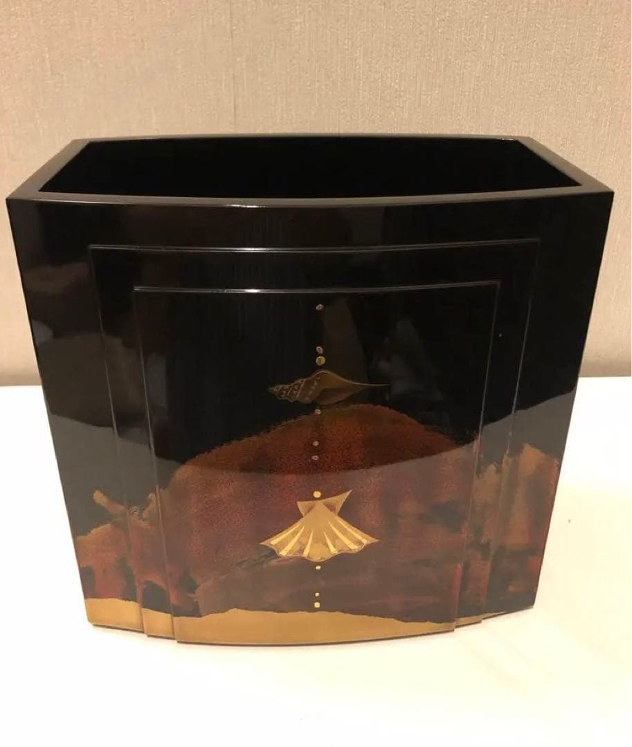 【美品】輪島塗名工 花器「しおさい」西塚龍