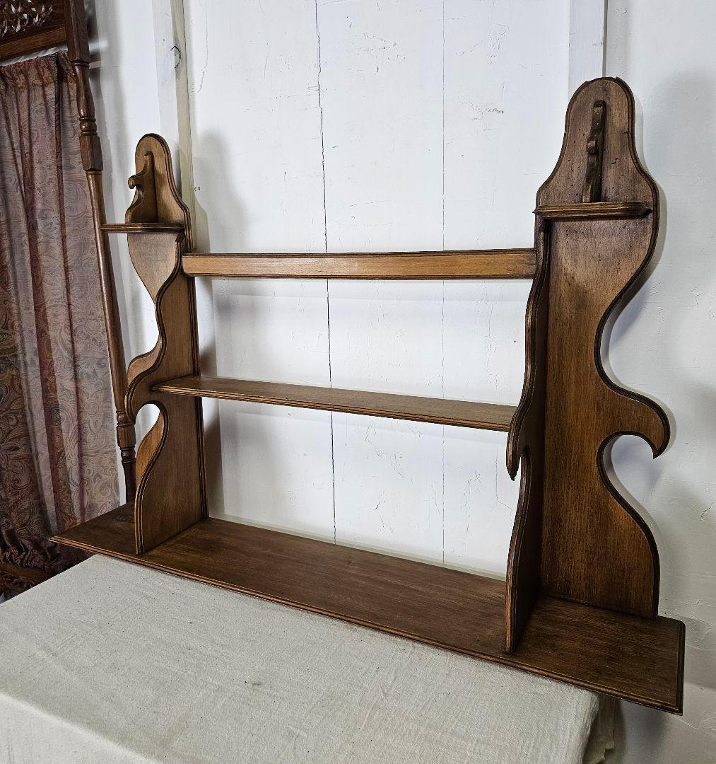 フランスアンティーク ウォールシェルフ 飾り棚 壁掛け ラック 陳列 木製