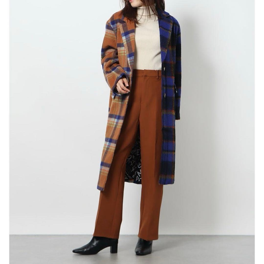 【タグ付】Desigual ルーズシルエット チェック柄ロングコート