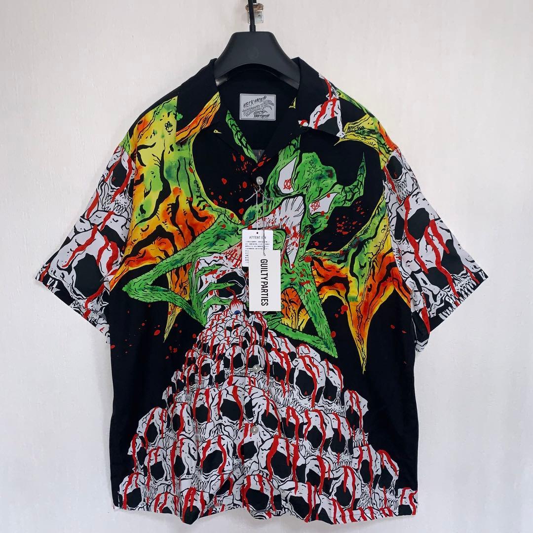 L黒【WACKOMARIA】NECKFACE SHIRT／新品タグ付／送料込
