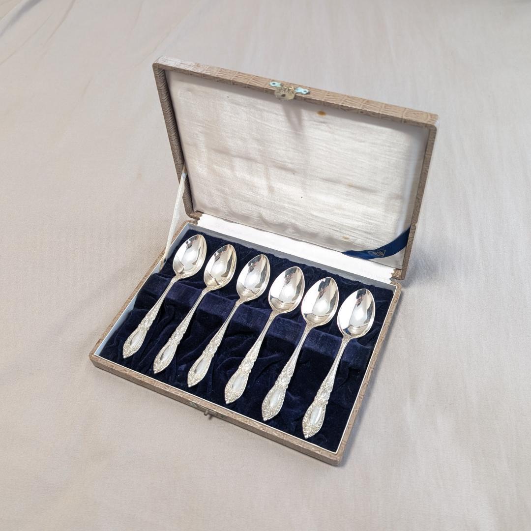vintage　Silver950　希少アンティーク風スプーン５本セット　箱付き