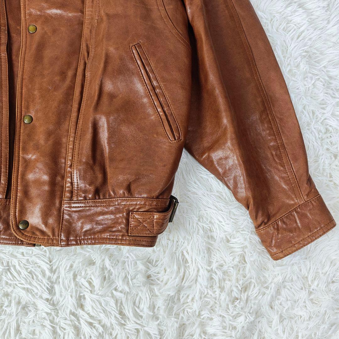 【高級】VINTAGE イタリア製 ラムレザー 短丈 ジャケット メンズ 46