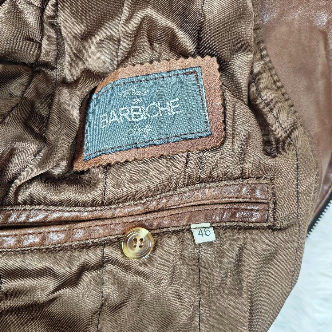 【高級】VINTAGE イタリア製 ラムレザー 短丈 ジャケット メンズ 46