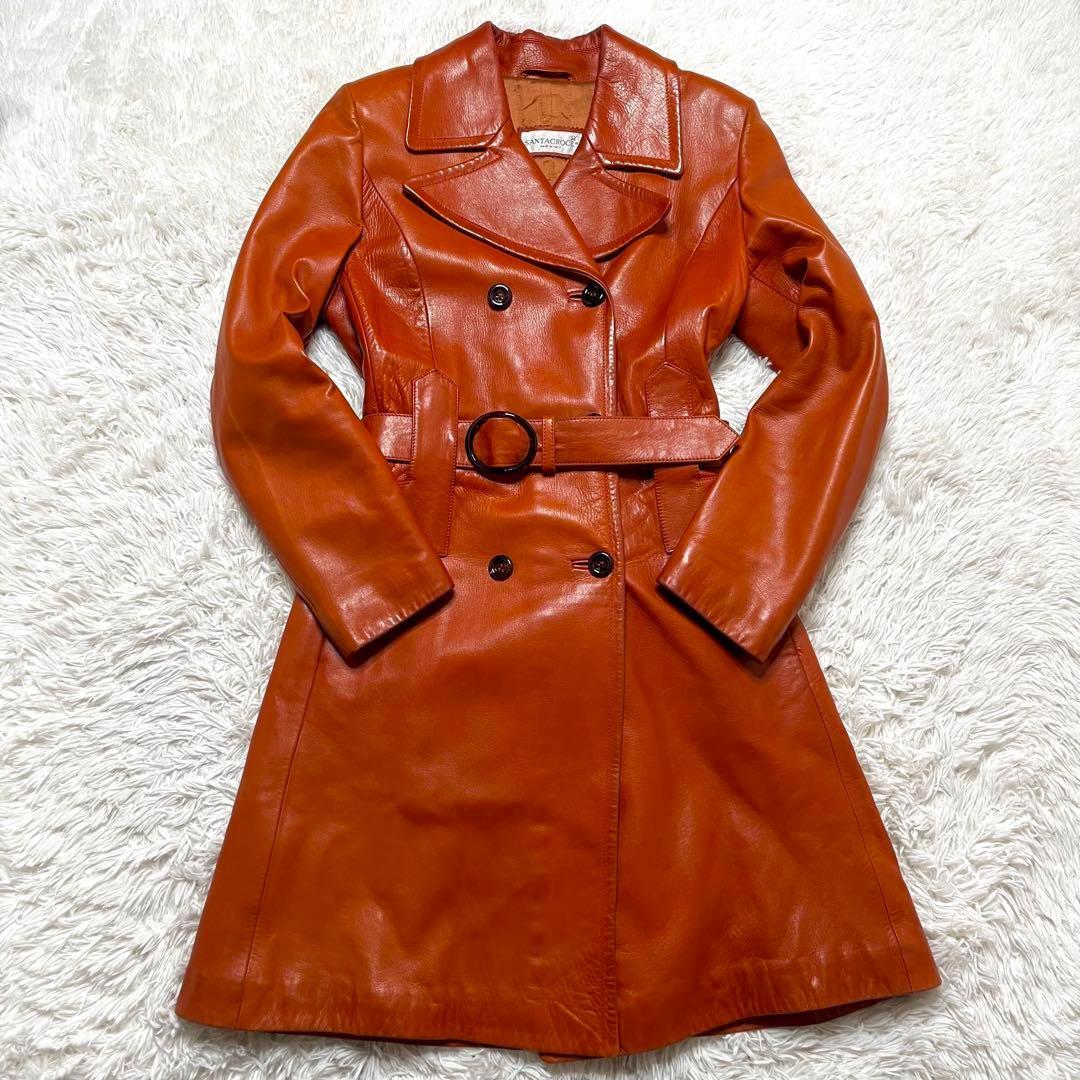 【極希少】美品 サンタクローチェ レザー 本革 トレンチコート イタリア製