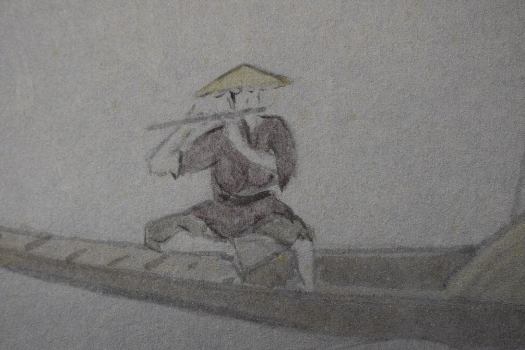 【真作】海童道亜文/湖畔図/舟上吹笛図/掛軸☆宝船☆Y-593　JM