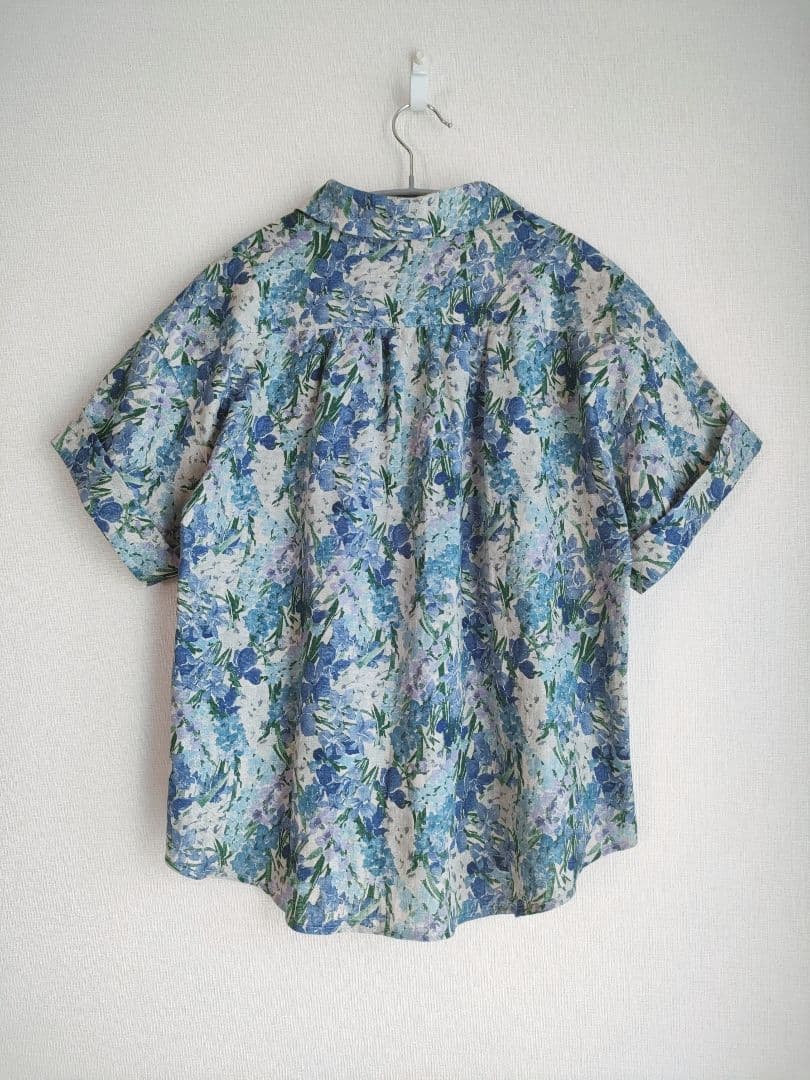 新品 ポンデシャロンリネンliberty袖折り返し半袖ブラウス sosotto