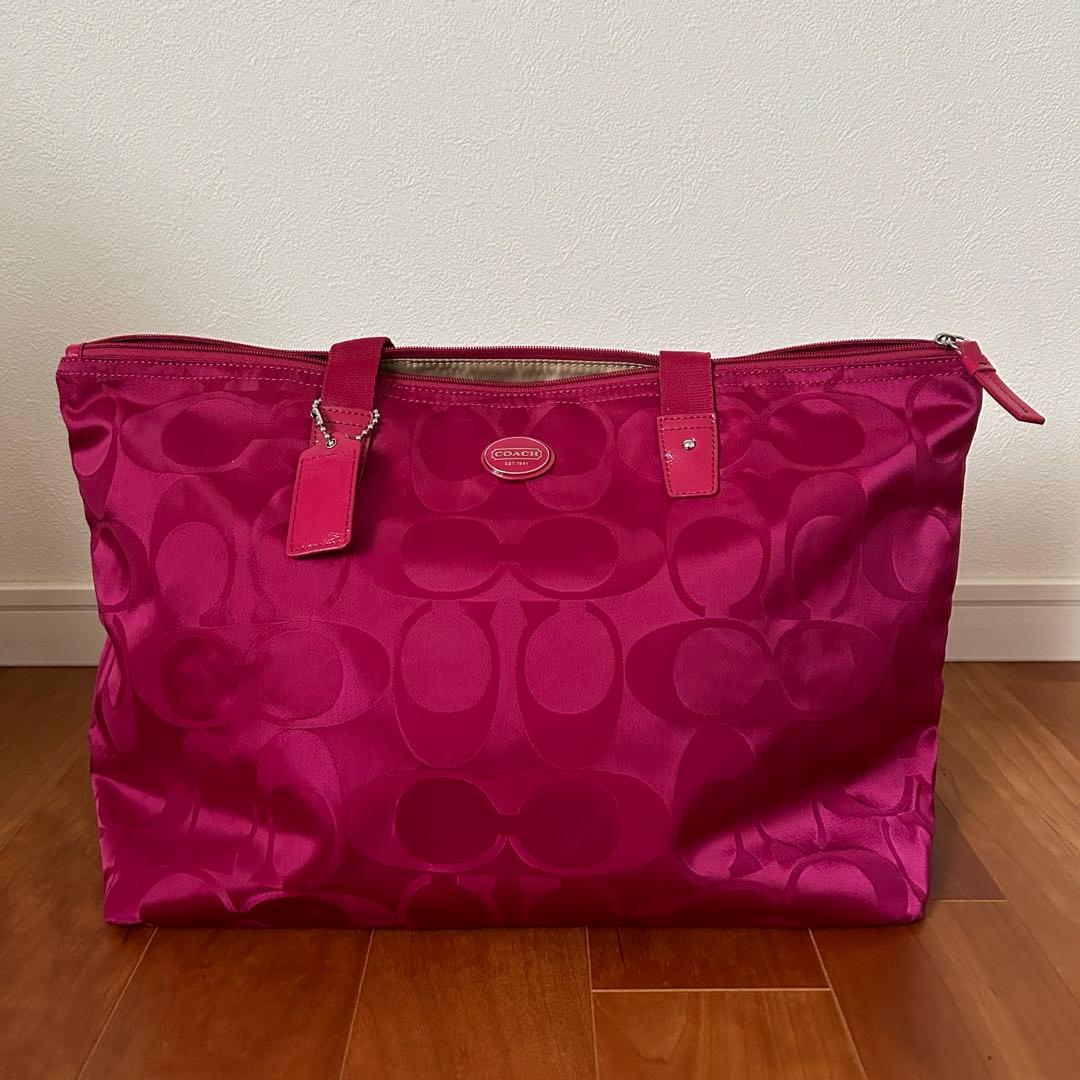 【値下げ中】【美品】コーチ　鞄　ボストン　トートバッグ　ナイロン　ポーチ付