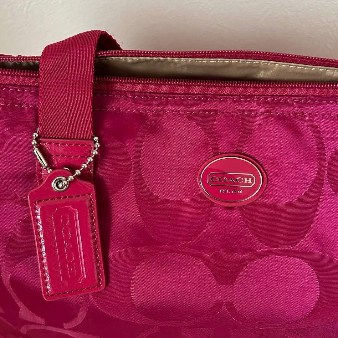 【値下げ中】【美品】コーチ　鞄　ボストン　トートバッグ　ナイロン　ポーチ付