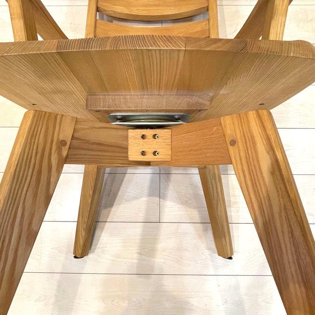 ダイニングチェア タモ天然木 北欧風 肘掛け アームチェア 回転式 インテリア①