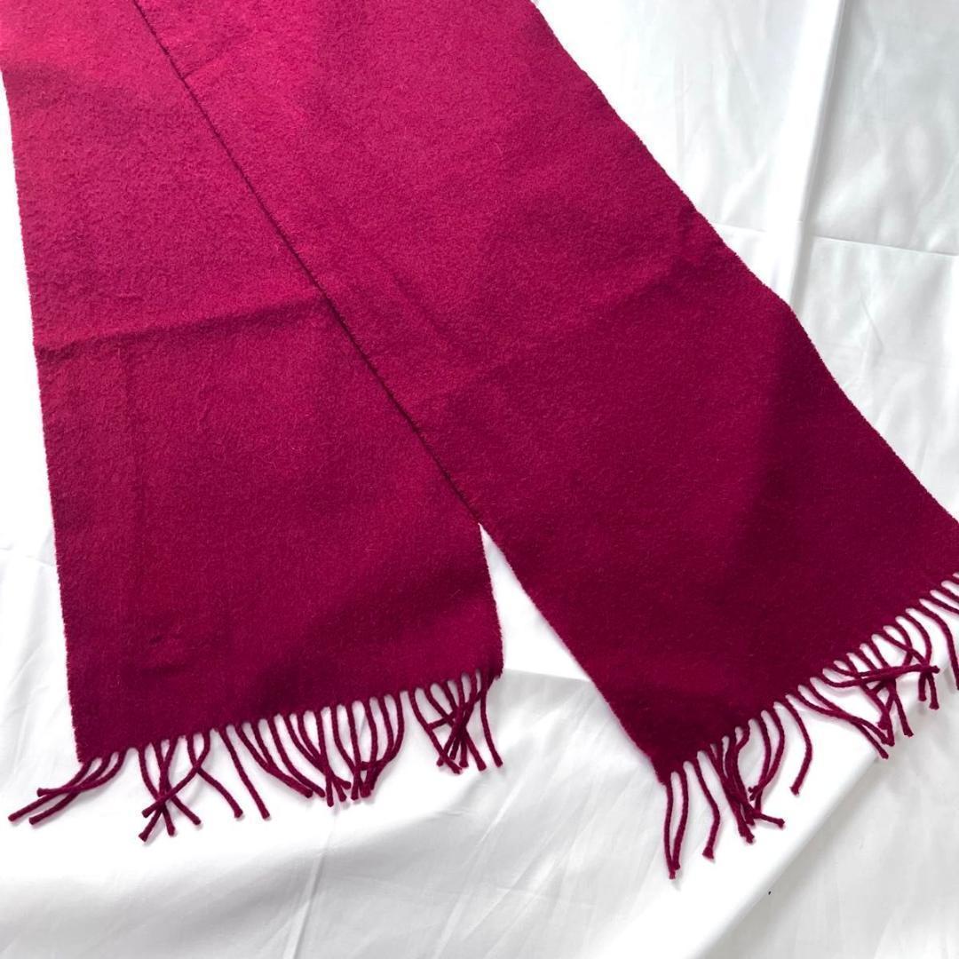 未使用に近い ジョンストンズオブエルガンズ　マフラー　無地　カシミヤ　レッド　赤