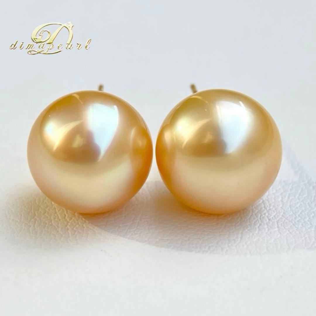 本真珠南洋白蝶真珠ゴールド11.6㍉k18直結ピアスBL927